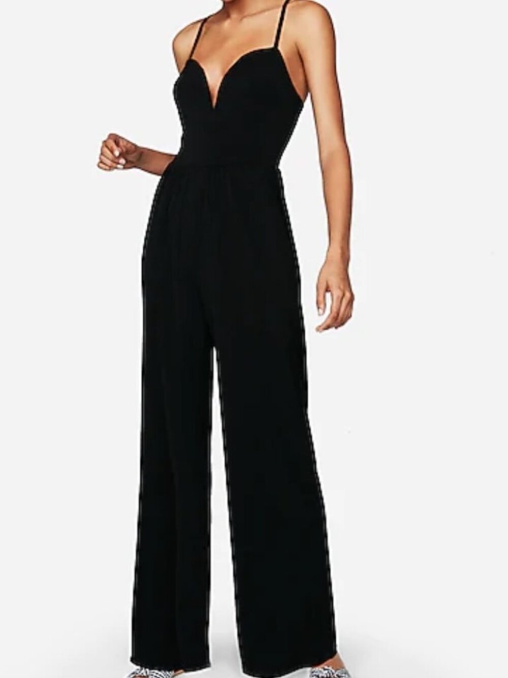 Express Black Spaghetti-Strap Wide-Leg Jumpsuit